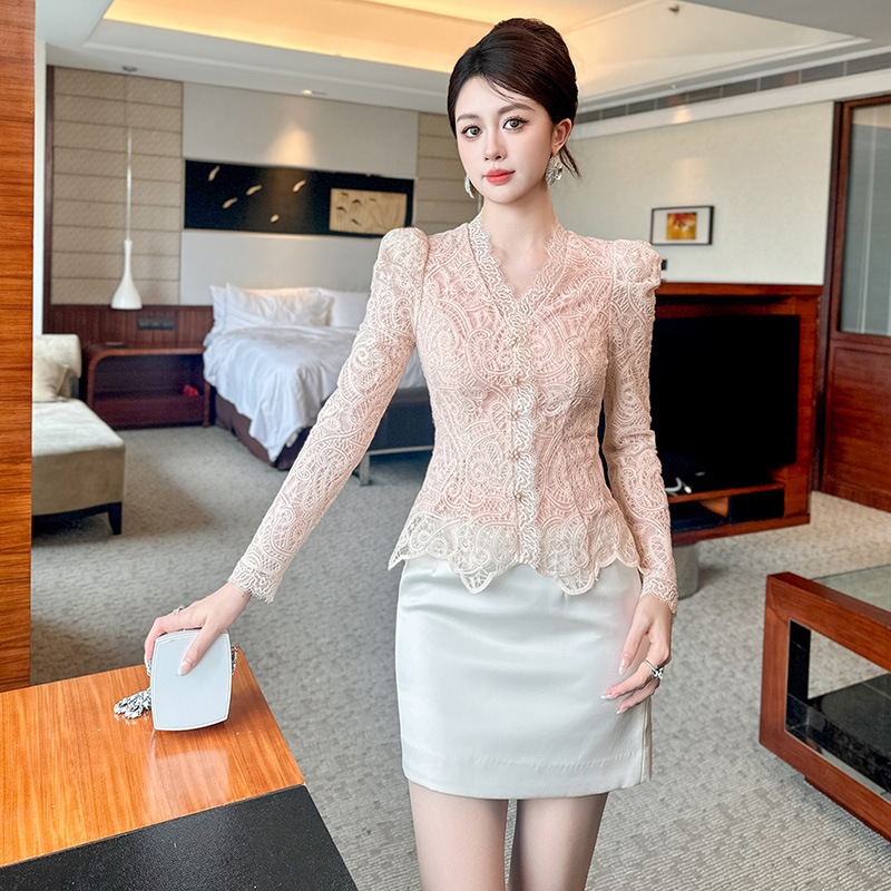 miu系秋冬蕾丝衫长袖内搭可单穿