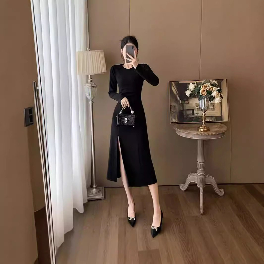 显瘦开叉连衣裙内搭打底裙