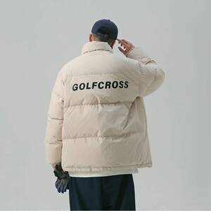 [林小宅主理] GOLFCROSS加厚简约基础款印花保暖立领棉服男女同款
