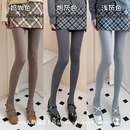 烟灰色丝袜女薄款2025春秋天鹅绒防勾丝连裤袜高个子不掉档打底袜