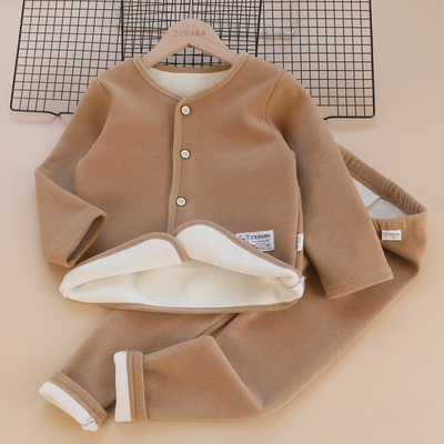 儿童内衣套装加绒厚开衫内搭外套