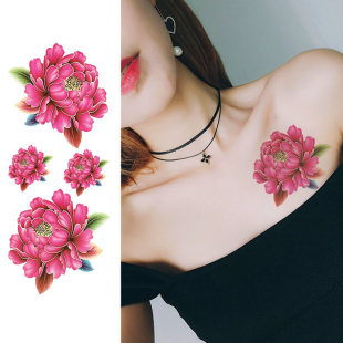 玫瑰花纹身贴防水女持久花朵清新性感仿真胸部锁骨手臂遮疤痕贴纸