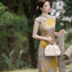 新款 改良年轻高端夏季 高档妈妈送考高考JXY 旗袍裙新中式 黄色无袖