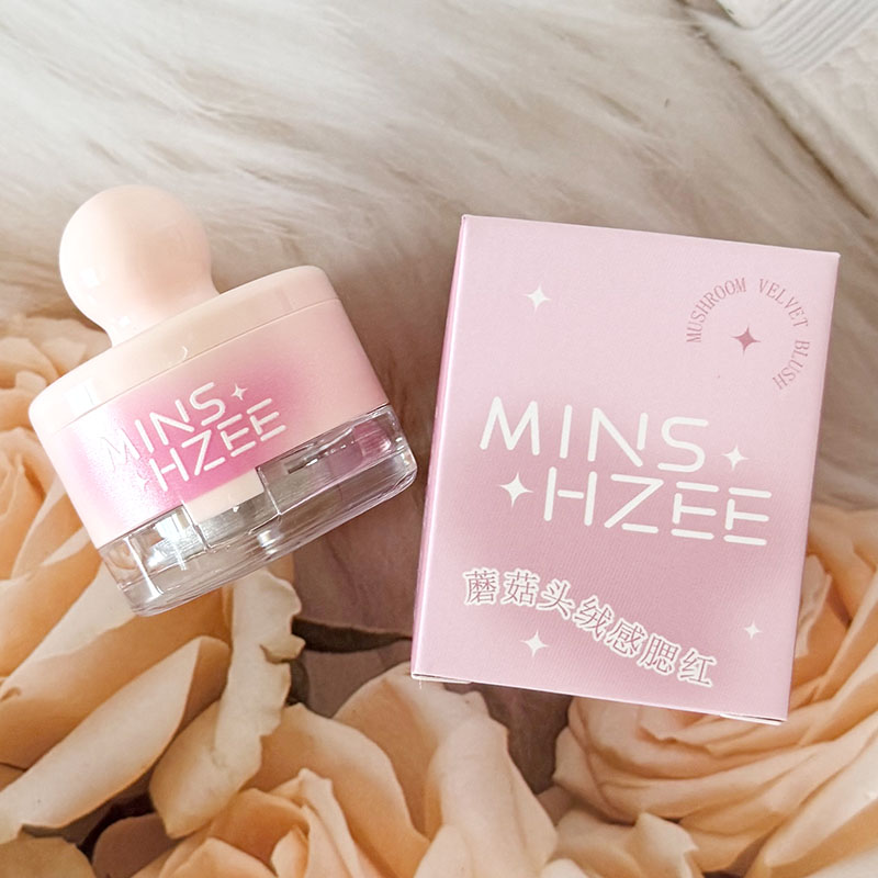 MINSHZEE茗希芝蘑菇头绒感腮红罐罐元气高光自然膨胀色胭脂粉彩妆