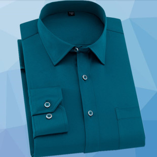 墨绿色衬衣男打底寸衫 春季 男商务职业工装 衬衫 工作服 免烫弹力长袖