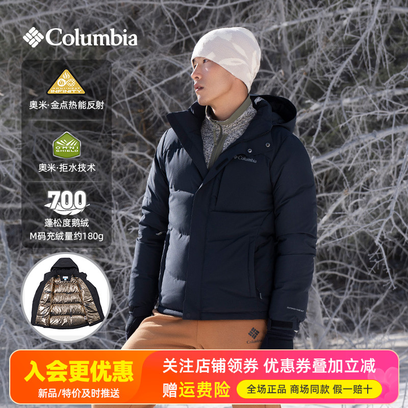 哥伦比亚羽绒服鹅绒防水金点热能