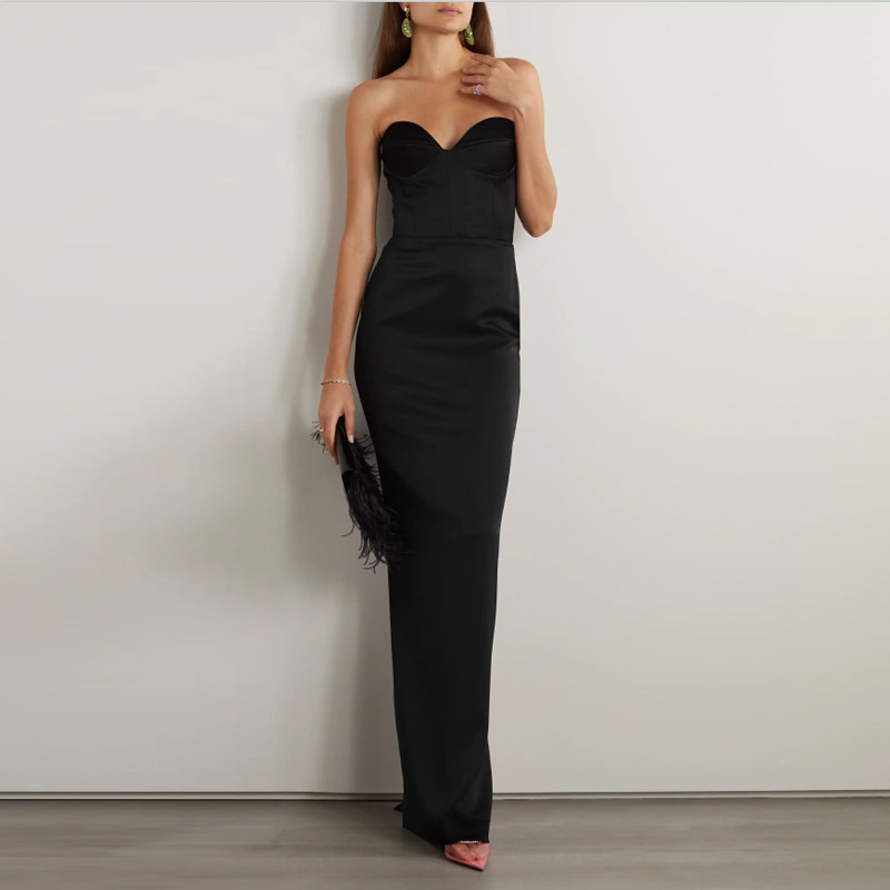 高端晚礼服长裙2025新款黑色显瘦高级质感气质年会派对宴会连衣裙