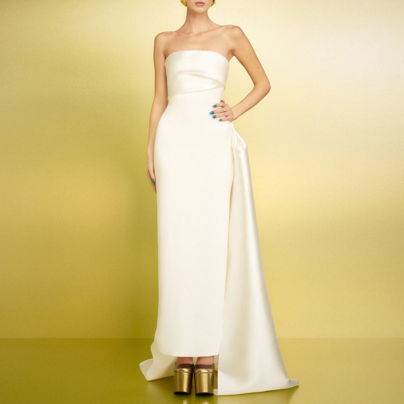 气质优雅抹胸长款晚礼服裙