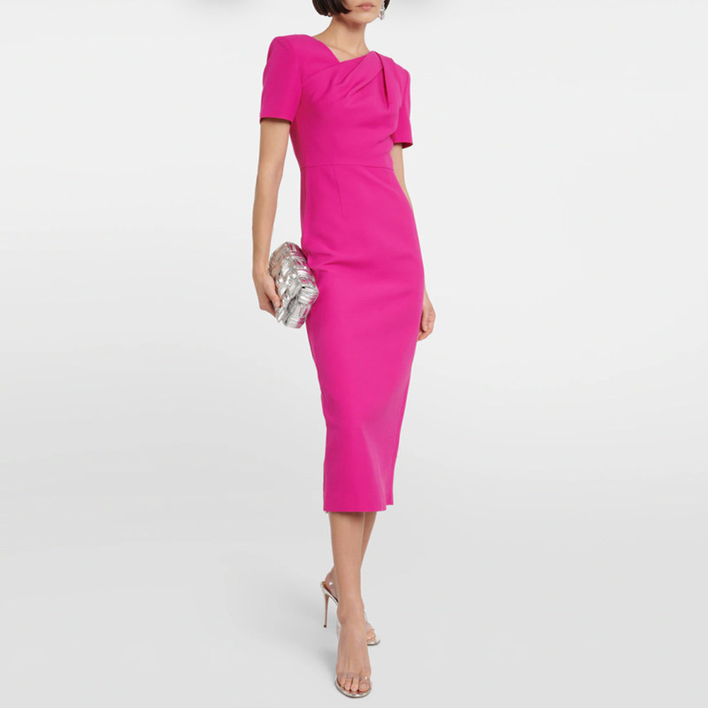 晚礼服2025新款个性短袖时尚女生日派对小礼服妈妈装连衣裙中长款