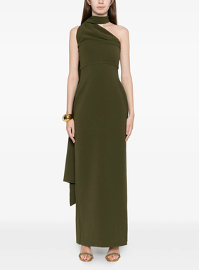 军绿色晚礼服个性气质小众2025新款高端大气年会晚宴聚会连衣裙女