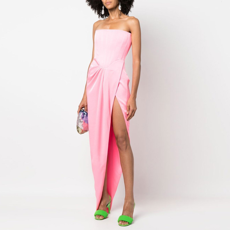 时尚伴娘服2026新款抹胸长款年会女高端质感个性连衣裙宴会派对装