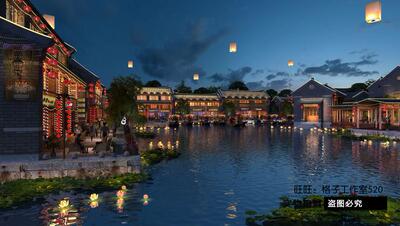 3D模型动画场景古镇小河酒吧街码头特色3dmax设计素材文件下载yl