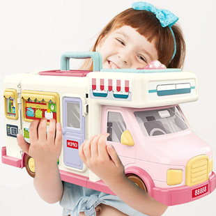 儿童过家家女孩娃娃屋推车玩具3岁男童变形音乐房车滑行生日礼物