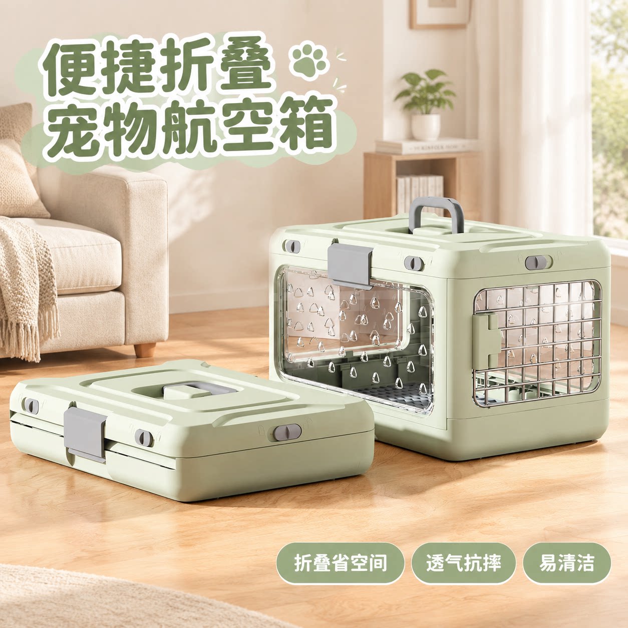 可折叠透气猫狗通用车载航空箱