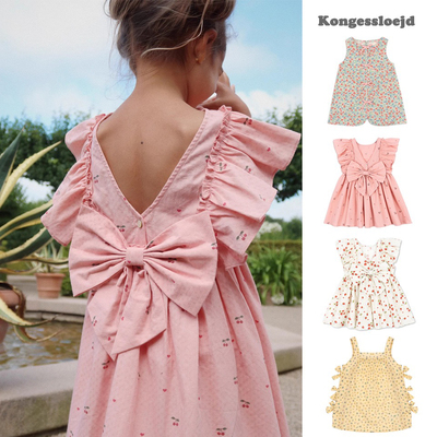 2025春夏新款童装ks同款草莓蝴蝶结碎花短袖连衣裙女童吊带背心裙