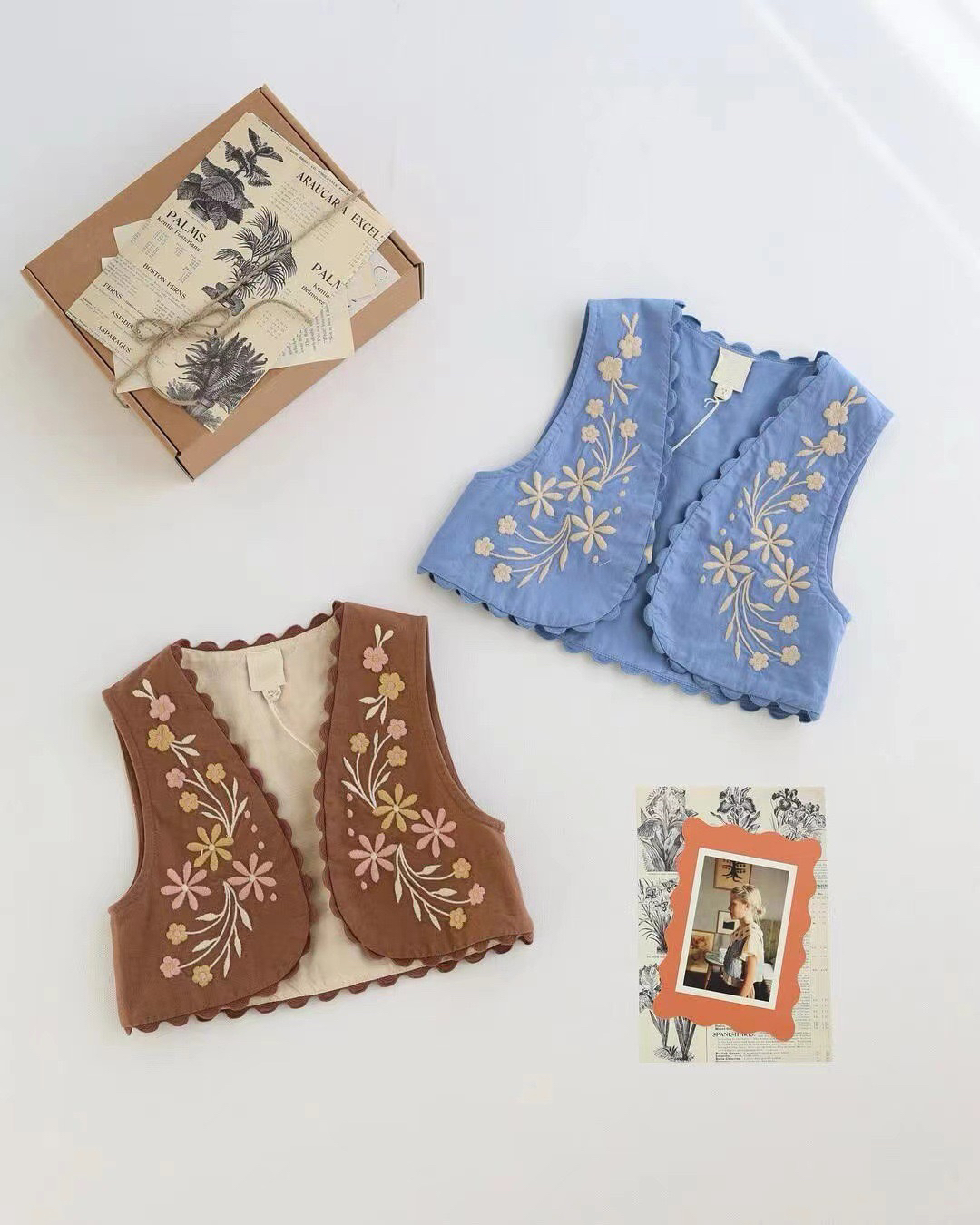 2025apo春夏新款女孩女童甜美欧美风田园风棉麻重工刺绣马甲背心