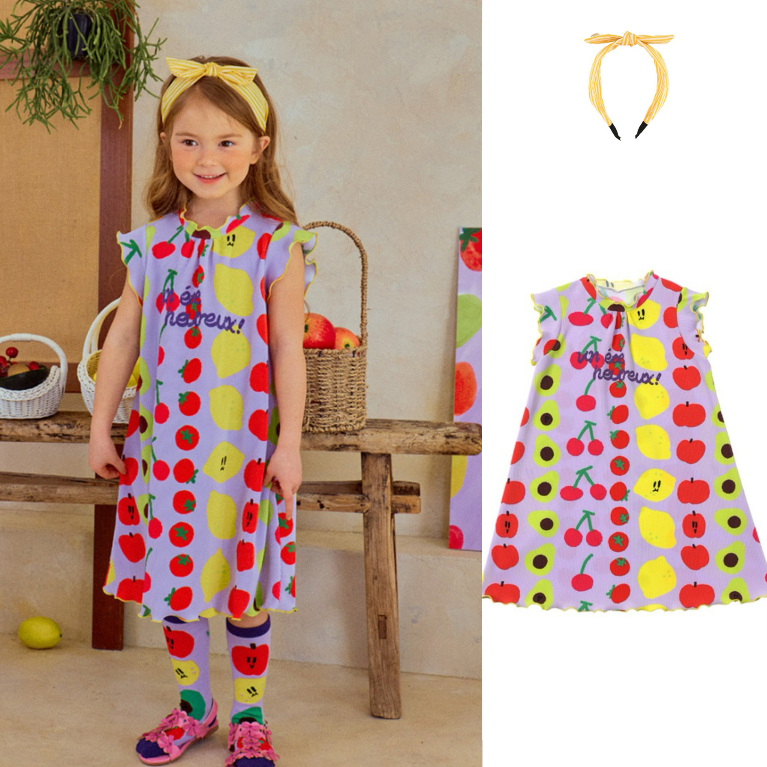 2025夏季新品Be系列女童宝宝水果度假彩色公主无袖花边连衣裙子