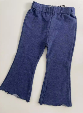 2024pippi春夏新款百搭舒适女孩女宝女童超柔天丝针织牛仔喇叭裤