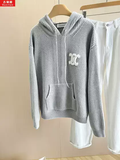 Gucitoc American Streetwear Lazy Style Design Knit Sweater Women's New Fall/Winter Hoodie