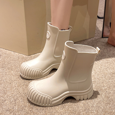 柠小七雨鞋女款时尚马丁靴外穿雨靴中筒水鞋防水防滑胶鞋成人水靴