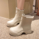女款 时尚 马丁靴外穿雨靴中筒水鞋 柠小七雨鞋 防水防滑胶鞋 成人水靴