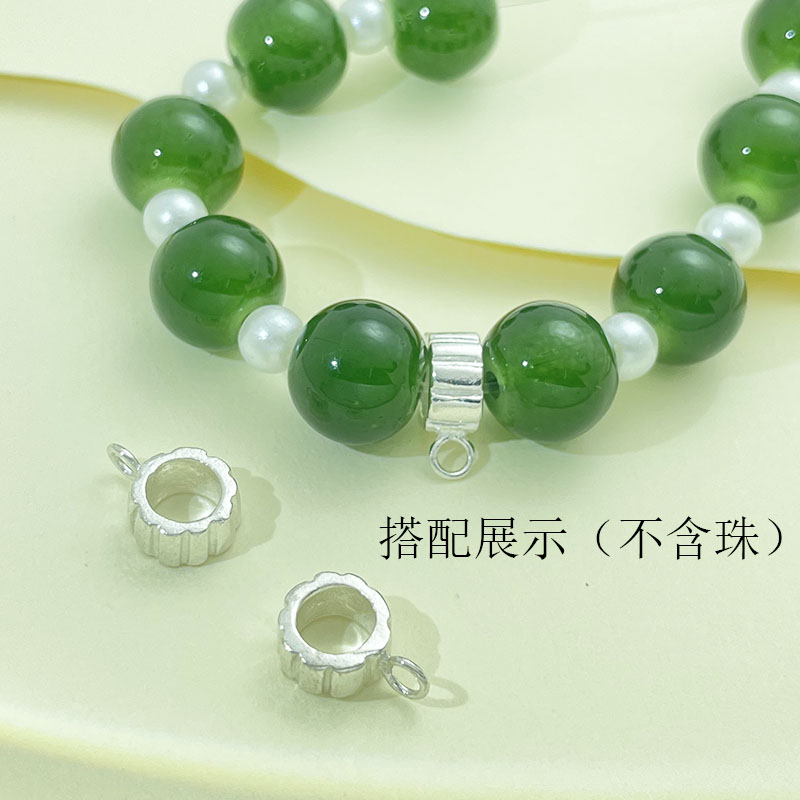 S925纯银大孔珍珠项链隔珠DIY
