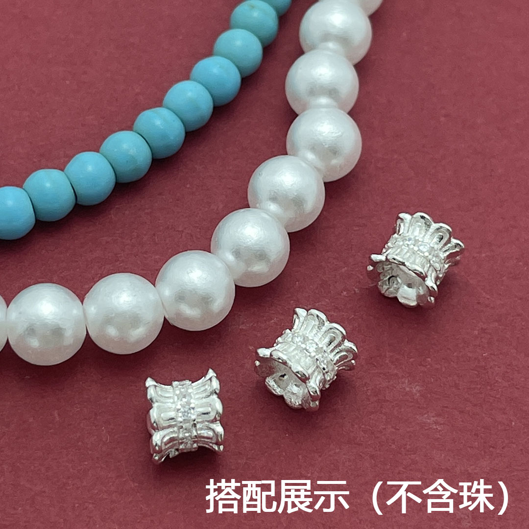 S925纯银复古莲花宝座隔珠配件