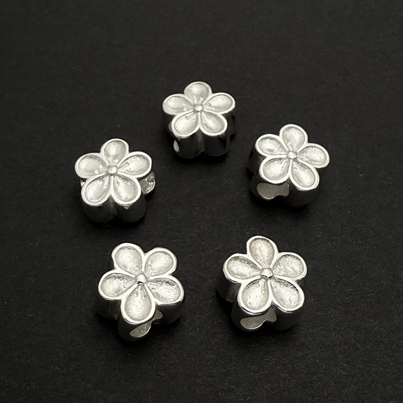 S925纯银桃花梅花转运隔珠配件