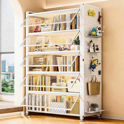 钢制防尘带门多层书架