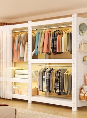 货架衣柜家用卧室钢制挂衣架出租房衣帽架开放式衣橱收纳架置物架