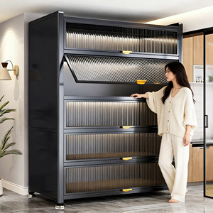 厨房置物架落地多层家用微波炉锅碗收纳柜防尘橱柜多功能储物柜子