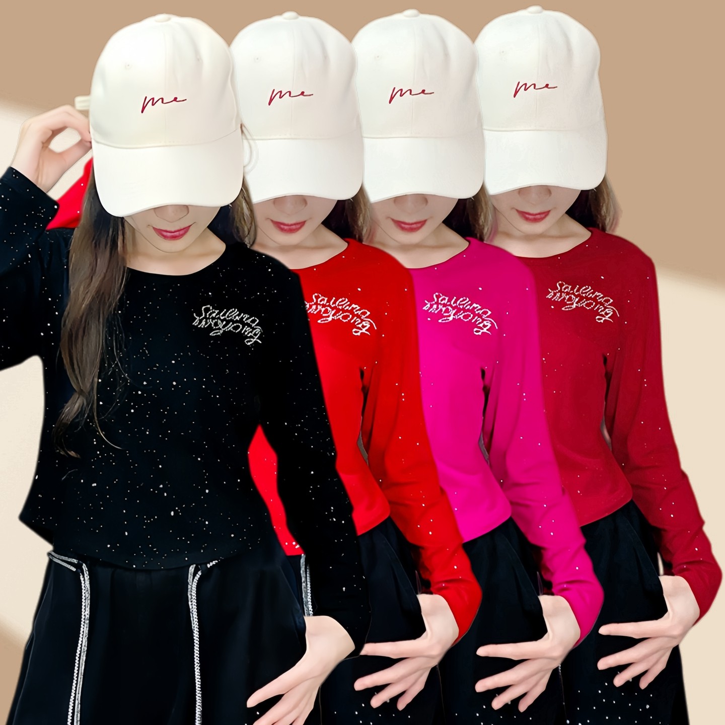 网红广场舞装亮片烫钻圆领长袖T恤运动莫代尔舞蹈服加绒和不加绒,运动/瑜伽/健身/球迷用品,广场舞上装,淘宝优惠券,粉丝福利购,淘宝优惠卷