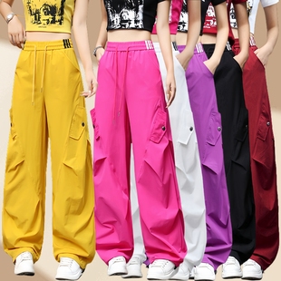 杨丽萍2025新广场舞裤女高腰宽松百搭休闲伞兵工装裤女跳舞运动裤