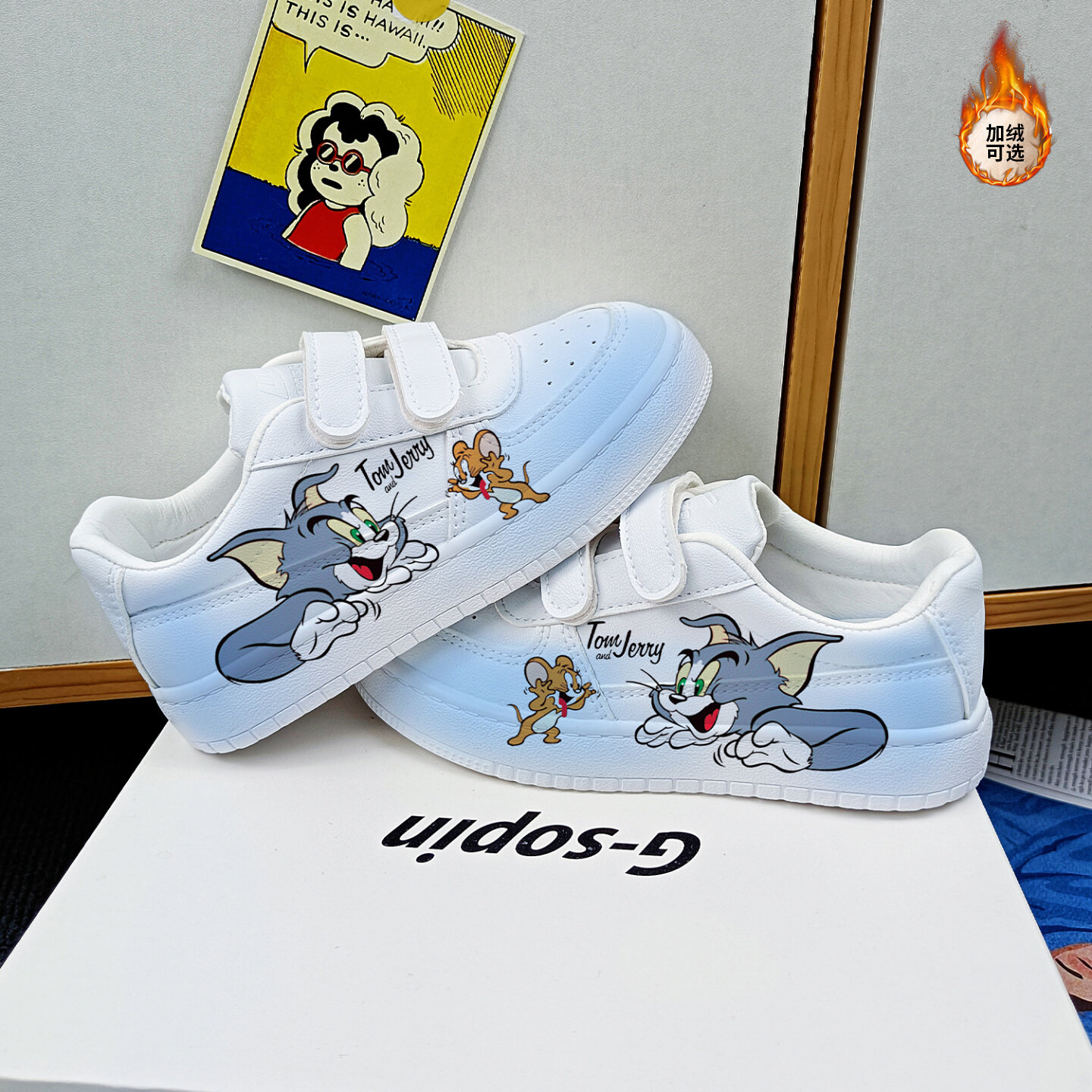 回力童鞋猫和老鼠校园小白鞋青少年时尚休闲鞋轻便耐磨防滑运动鞋