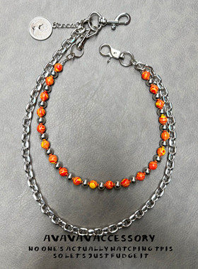 AVAVAVA 孔雀石牛仔裤腰链嘻哈复古包包装饰链cleanfit潮流配饰