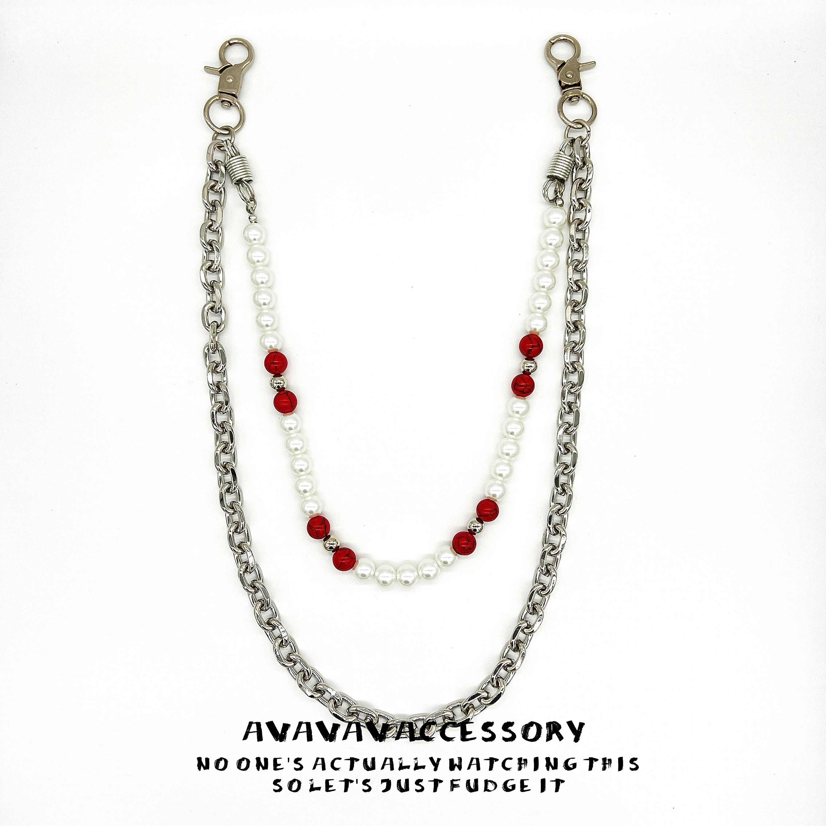 AVAVAV 原创小众高级感挂链珍珠链条拼接金属朋克风个性百搭裤链