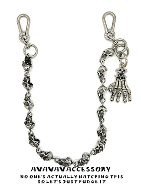 AVAVAVA 小众复古骷髅头裤链牛仔裤腰链嘻哈男女同款包包挂链装饰