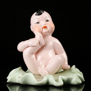 善财童子陶瓷金童玉女佛像摆件供奉家用早生贵子侍奉家居装饰