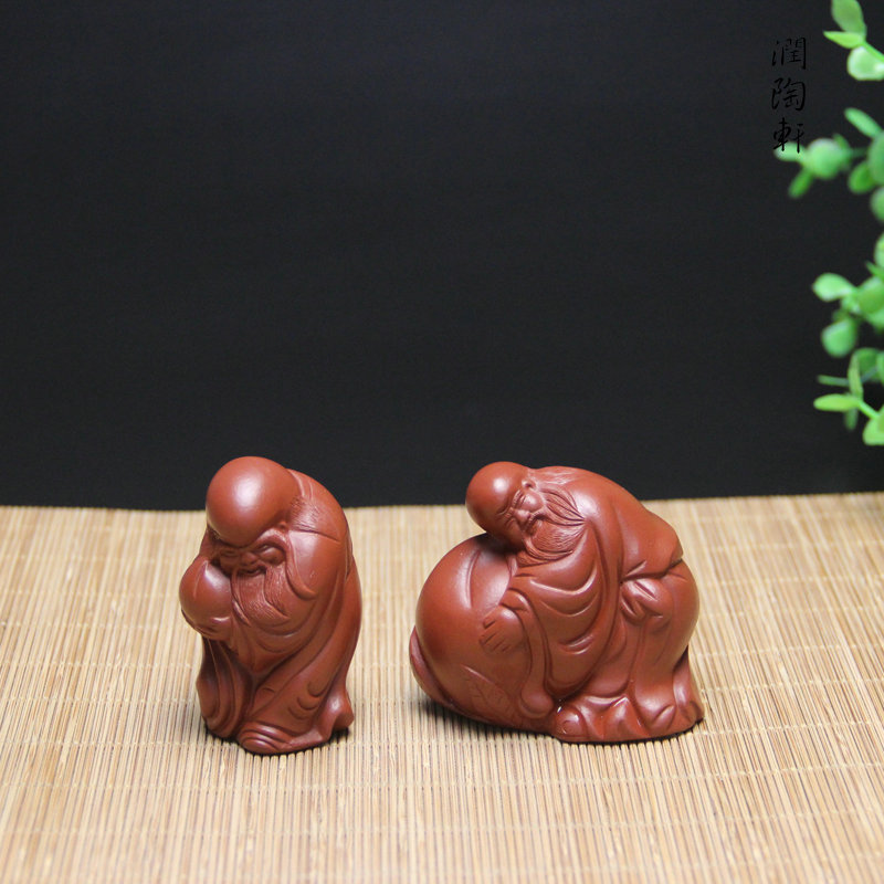 宜兴紫砂寿星手工茶宠摆件