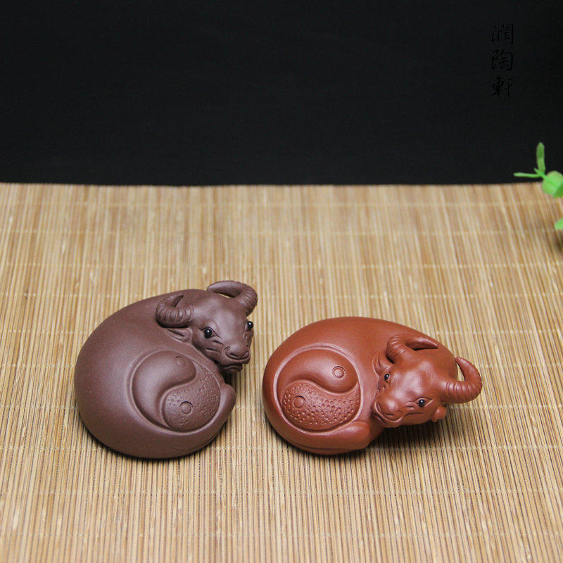 宜兴紫砂牛手工茶宠摆件