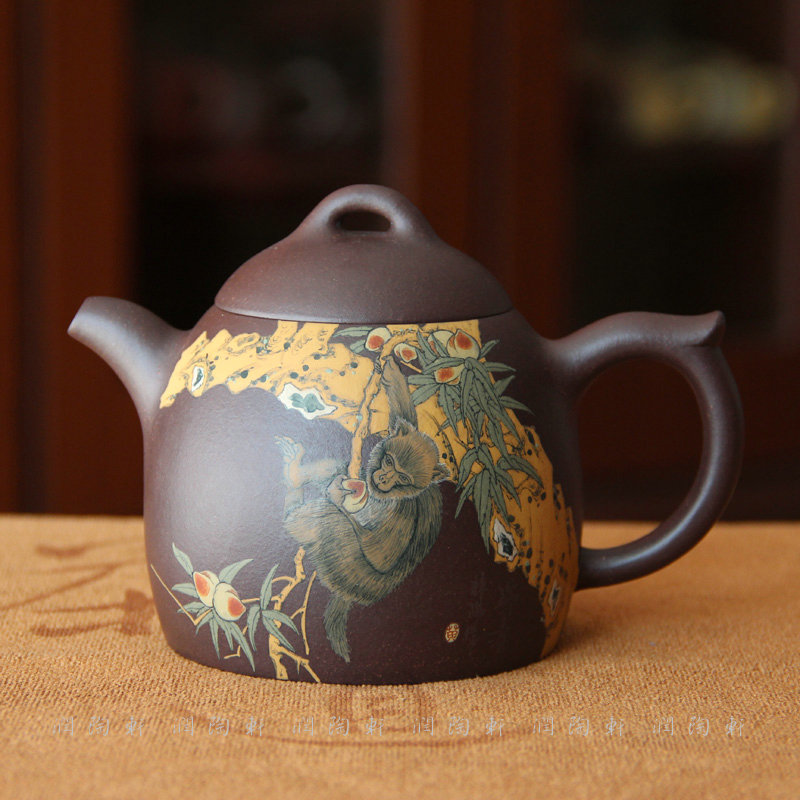 宜兴紫砂茶壶全手工泥绘