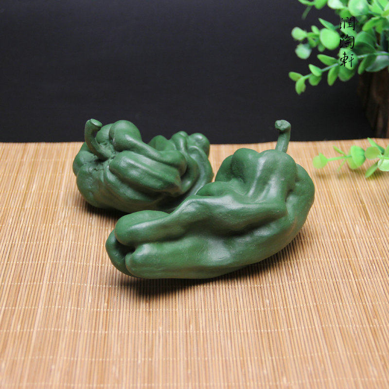 仿真菜椒紫砂茶宠茶玩辣椒