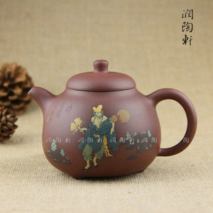 宜兴紫砂泥绘紫砂茶壶
