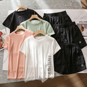 夏季 圆领短袖 薄款 休闲运动套装 气省心套装 速干透气短裤 女 元