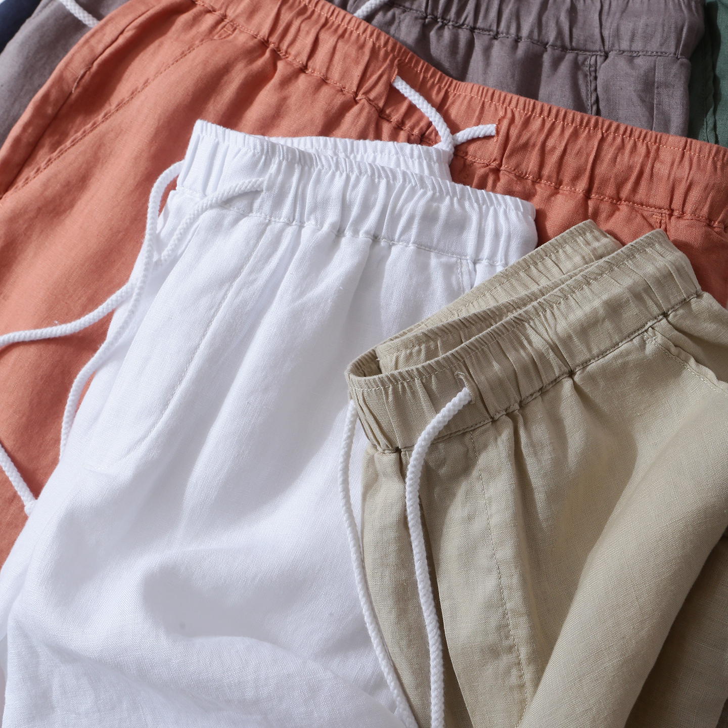 男士夏季老钱风慵懒气质亚麻短裤