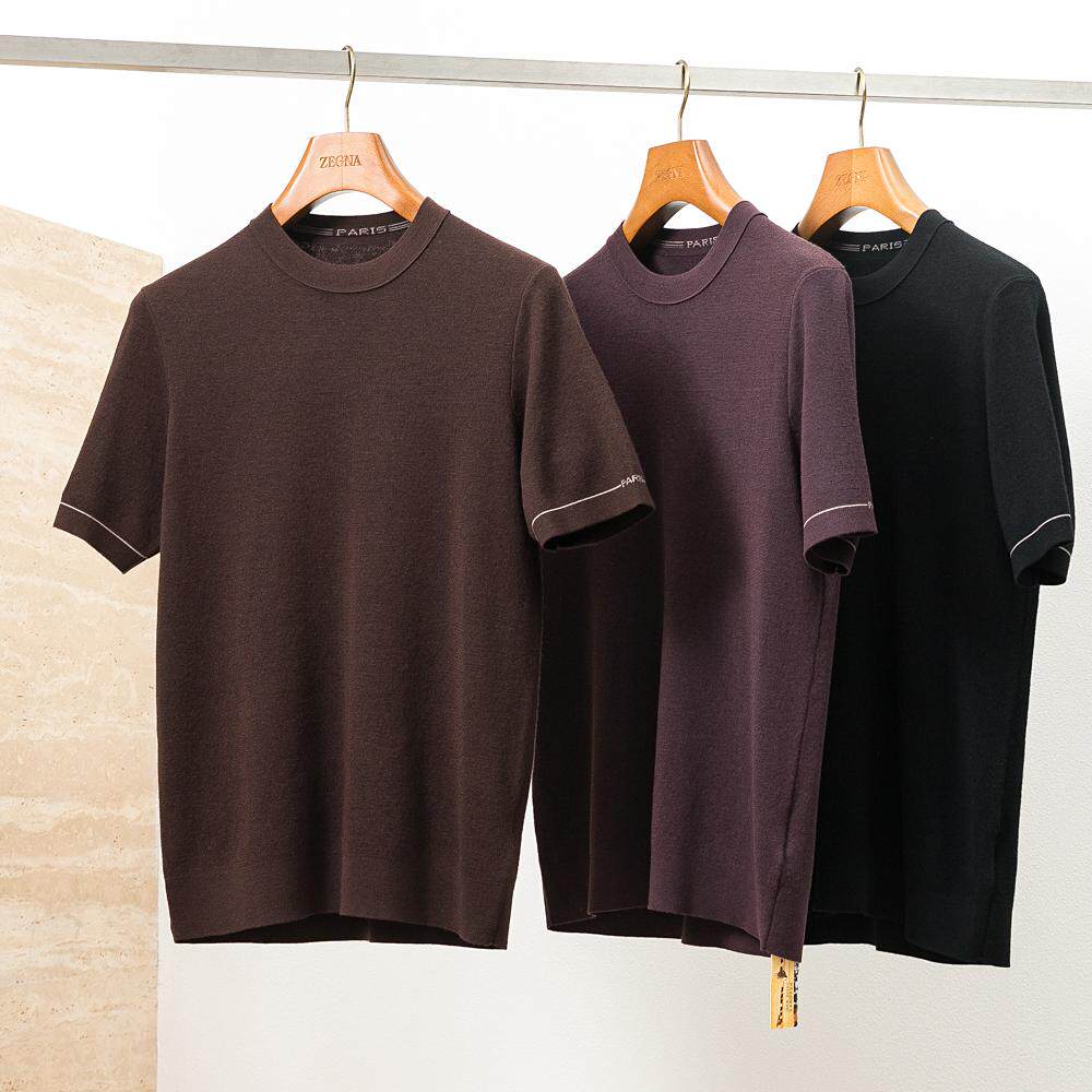 新澳纱线羊毛衫圆领短袖