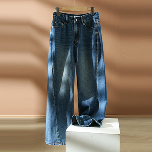 木巨700 牛仔裤 设计师款 时尚 女宽松显瘦直筒休闲裤 24新款