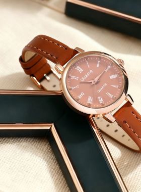 Retro fashion simple round dial quartz watch for women, suit