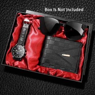 Fashion Mens Watches Wallet Glasses For Men Retro Black Buss