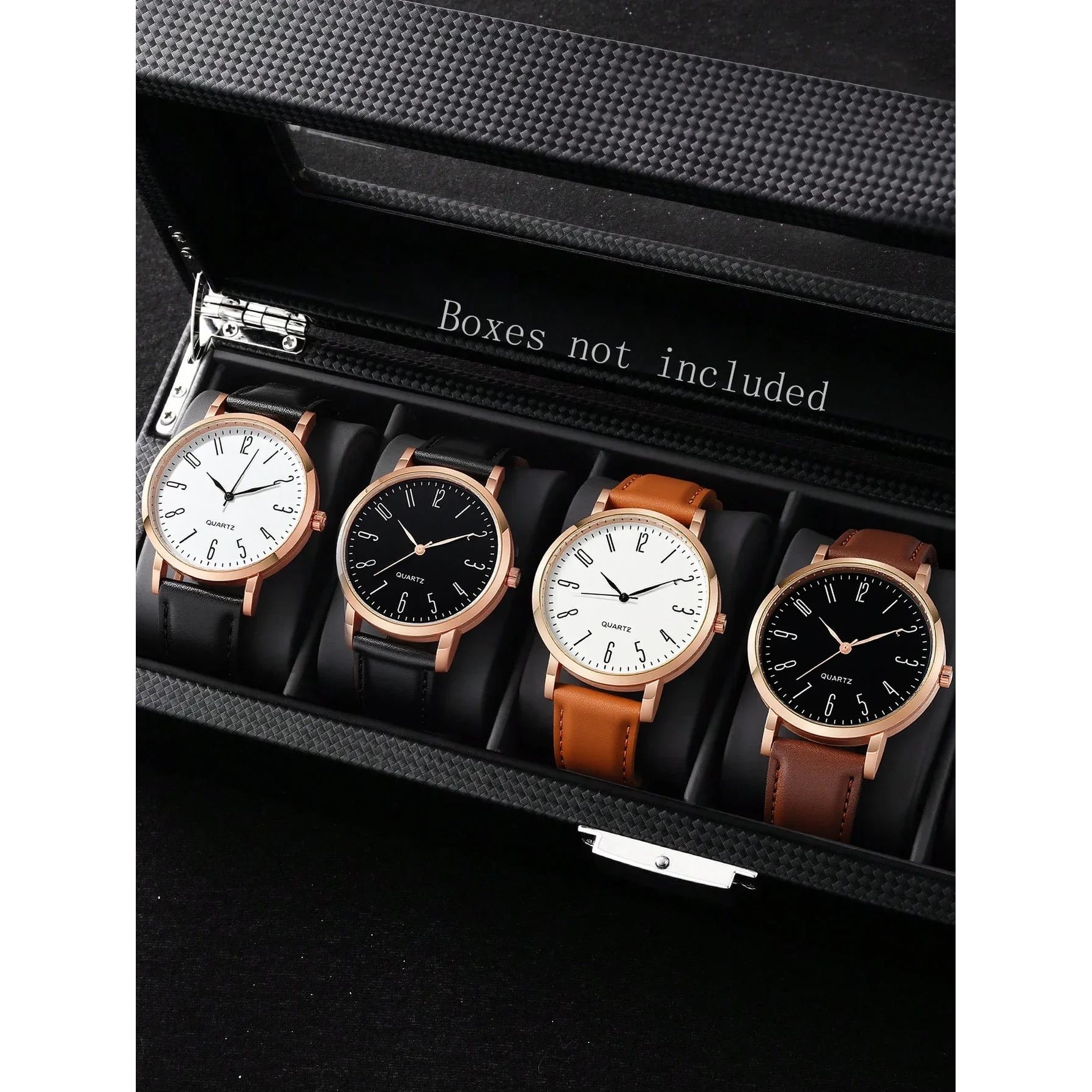 Fashionable simple round dial leather strap women's quartz w